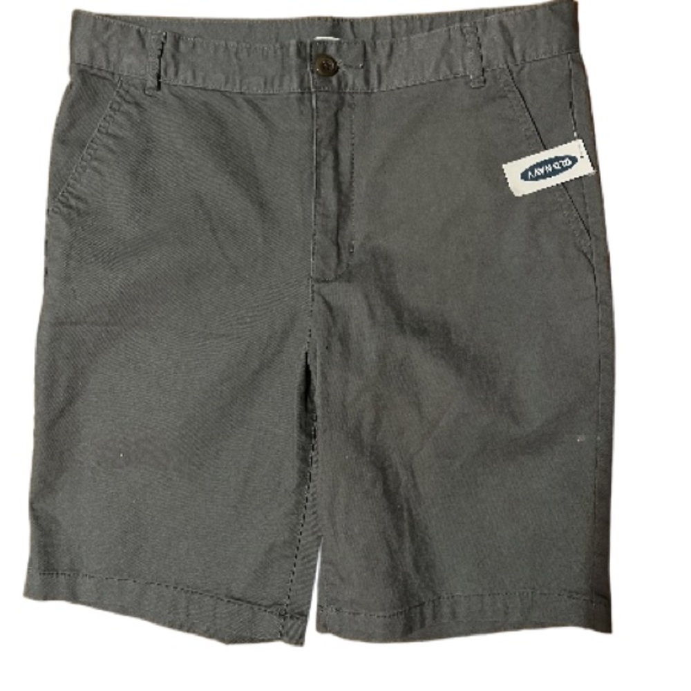 NWT Old Navy Gray Flat Front Adjustable Waist Shorts Casual Style Size 1…